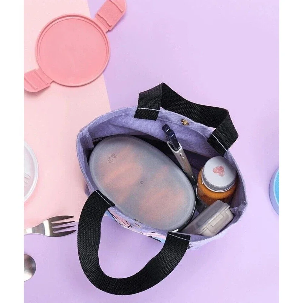 DAISY DUCK Disney Mickey Mouse Purple Snap Lunch Tote Bag Canvas Reuseable NEW